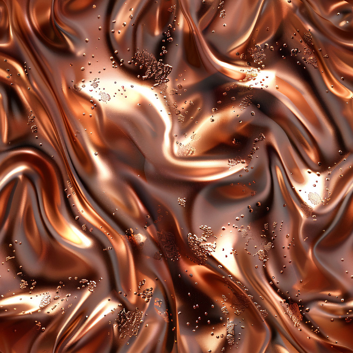 Glossy Copper Liquid Surface with Droplets seamless PBR texture preview