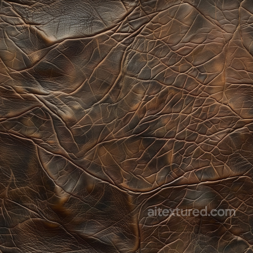 Of Aged Cracked Brown Leather With Rich Wrinkles And Deep Grain Detail seamless Leather PBR texture