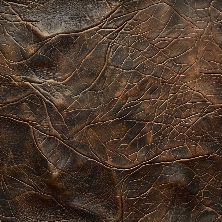 Of Aged Cracked Brown Leather With Rich Wrinkles And Deep Grain Detail seamless PBR texture preview