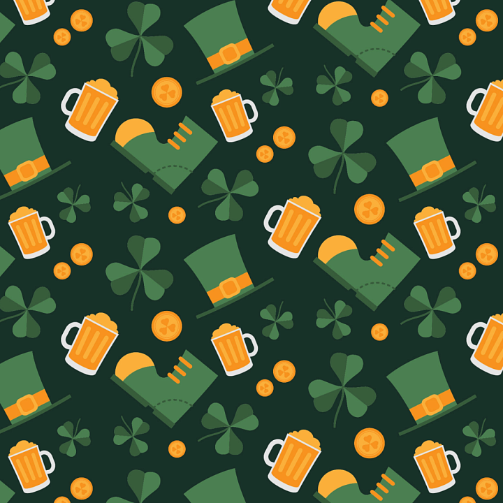 Featuring St Patrick's Day Icons & Shamrocks seamless PBR texture preview