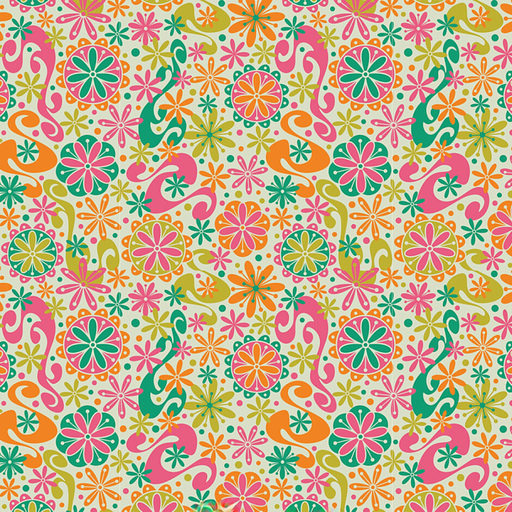 Colorful Embroidered Floral Fabric Pattern seamless PBR texture preview