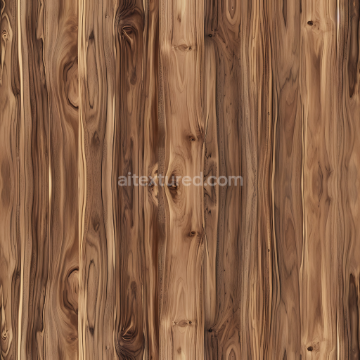 Seamless 3D Rustic Hickory Wood Planks PBR Texture with Distinctive Grain and Knots