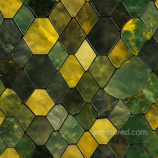 Green and Yellow Marble Polygonal Tiles Seamless Texture with Polished Finish seamless Marble PBR texture
