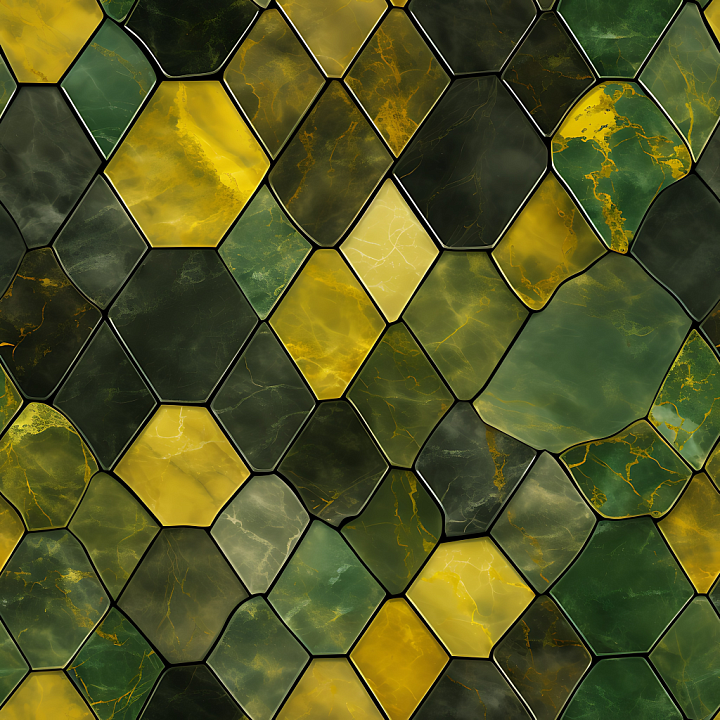 Green and Yellow Marble Polygonal Tiles with Polished Finish seamless PBR texture preview
