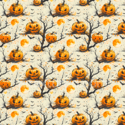 seamless Seamless 3D PBR Texture with Vintage Halloween Jack-o'-Lanterns and Moon texture 8k free download PBR