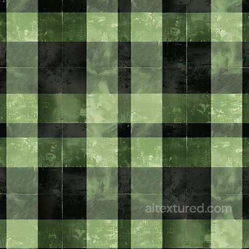 Seamless 3D Green Plaid Metal Patchwork PBR Texture with Worn Grunge texture preview
