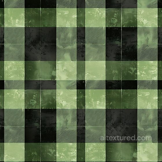 Green Plaid Metal Patchwork PBR Texture with Worn Grunge Plaid texture preview