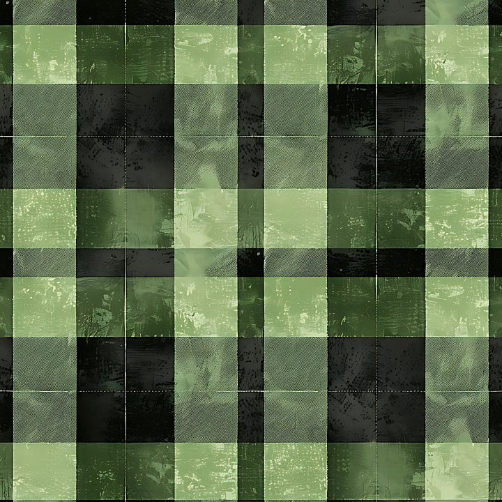 Green and Black Distressed Plaid Fabric seamless PBR texture preview