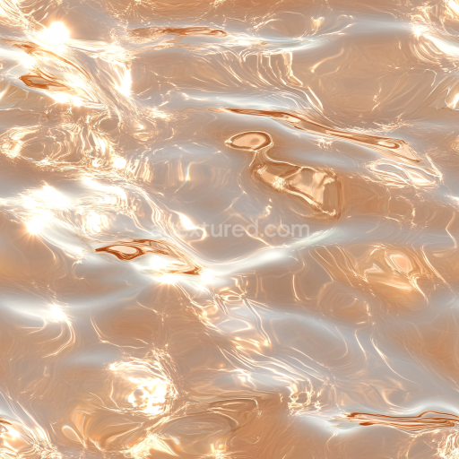 Seamless 3D PBR Water Texture with Reflective Gold-Tinted Liquid Surface