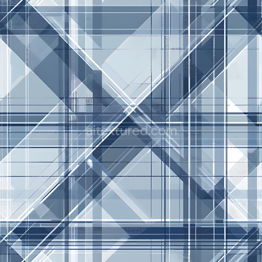 Seamless 3D PBR Texture of Blue and White Abstract Plaid Fabric Pattern