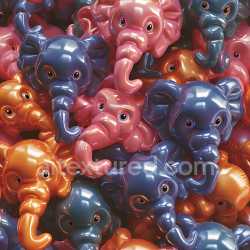 seamless Seamless 3D Inflated Vinyl Elephant Toy PBR Texture in Blue, Pink, and Orange texture 8k free download PBR