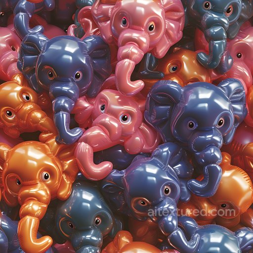 Inflated PBR Texture Featuring Multicolored Vinyl Elephant Panels seamless Inflated PBR texture