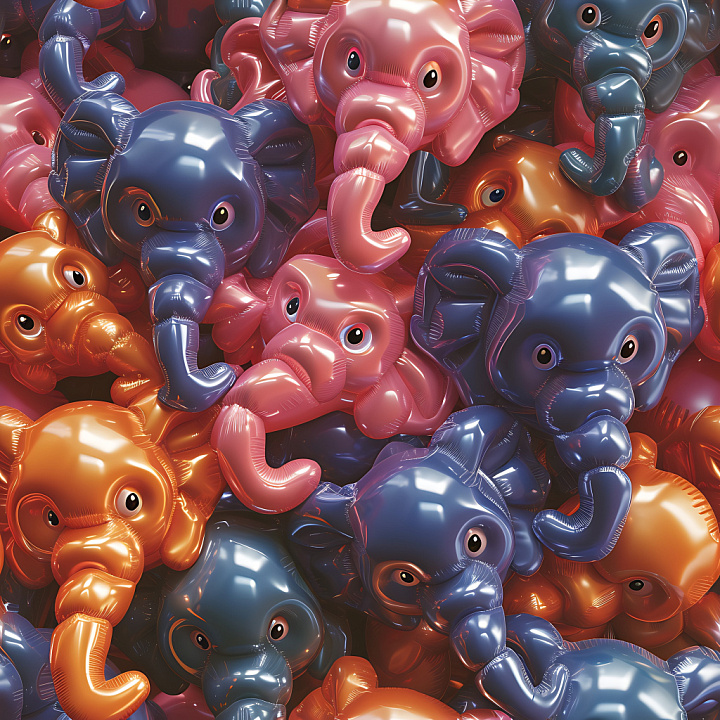 Inflated Featuring Multicolored Vinyl Elephant Panels seamless PBR texture preview