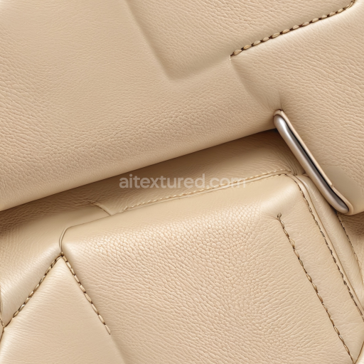Seamless 3D Beige Pebbled Leather Upholstery PBR Texture with Fine Grain and Detailed Stitching