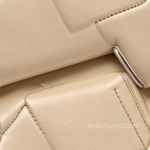 Beige Pebbled Leather Upholstery PBR Texture with Fine Grain and Detailed Stitching seamless Leather PBR texture