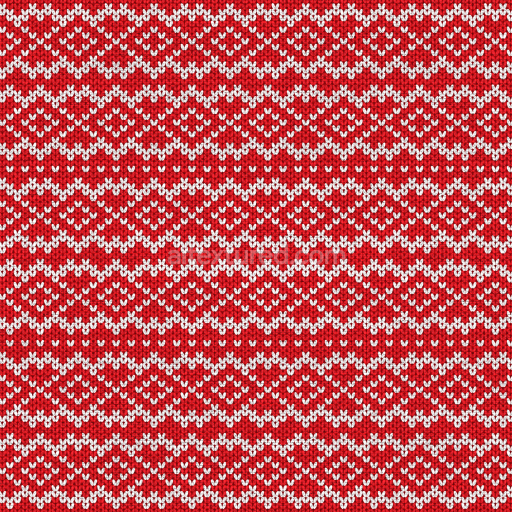 Seamless 3D PBR texture of red knitted fabric with traditional white Christmas pattern