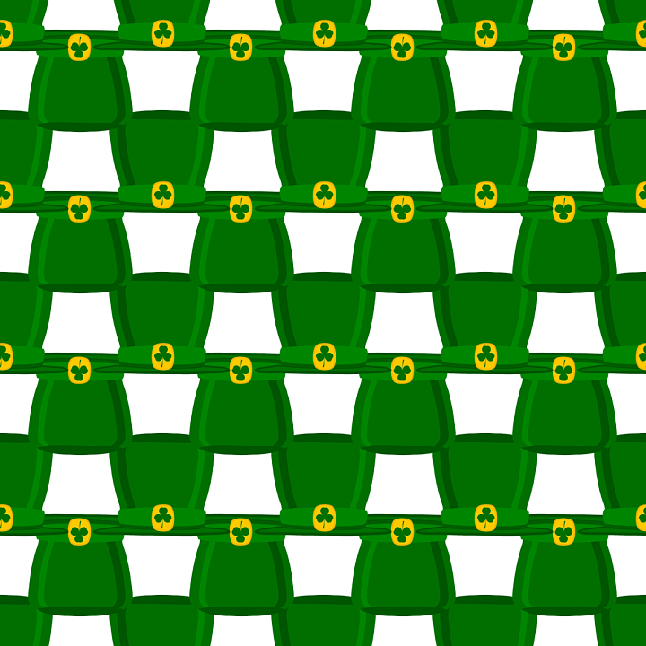 Featuring Repeating St Patrick's Green Hats With Gold Shamrock Buckles seamless PBR texture preview