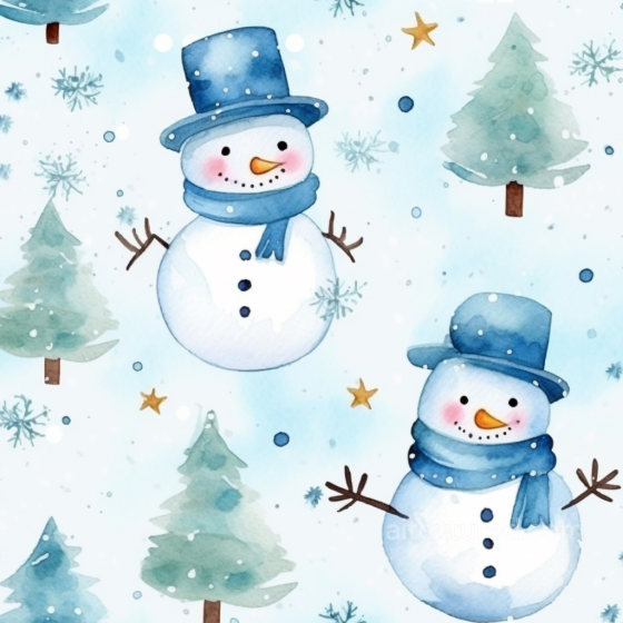 Christmas Watercolor Texture Featuring Snowmen and Pine Trees Christmas Watercolor texture preview