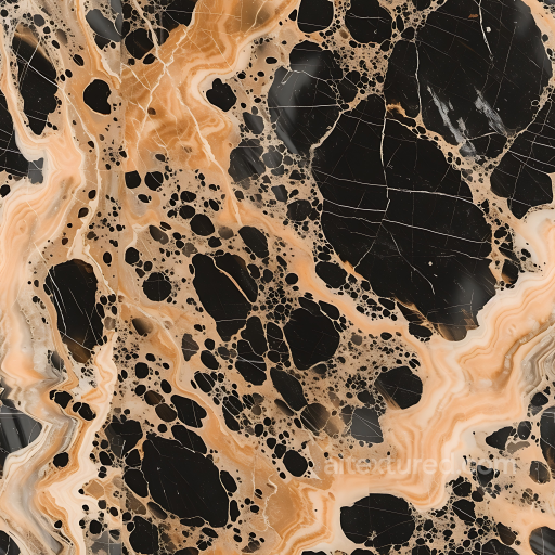 Champagne and Black Marble Texture with Organic Veins seamless Marble PBR texture
