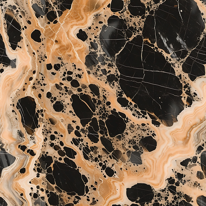 Champagne and Black Marble with Organic Veins seamless PBR texture preview