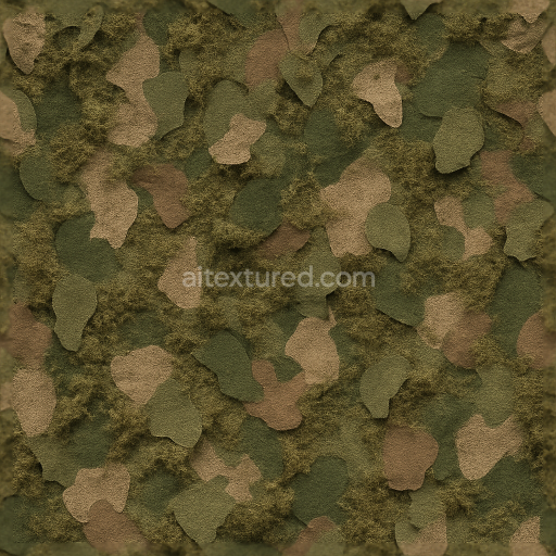 Seamless 3d texture pbr 8k ghillie camo fabric with mossy and leafy organic shapes