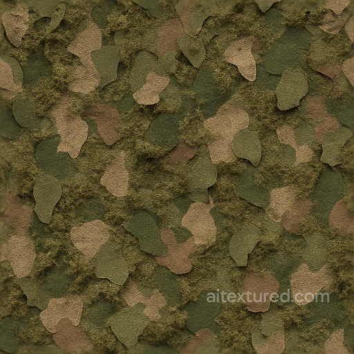 Ghillie Camo Fabric With Mossy And Leafy Organic Shapes seamless Camouflage PBR texture