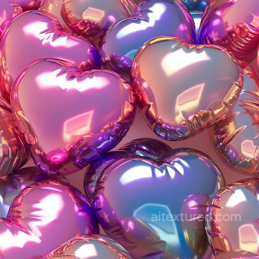 Inflated PBR Texture of Reflective Heart-Shaped Vinyl Balloons seamless Inflated PBR texture