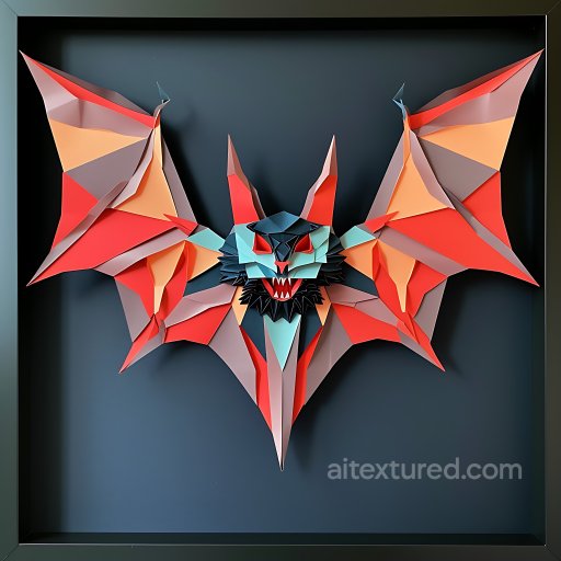 Animal - Seamless 3D PBR Texture Featuring Abstract Origami Bat with Geometric Wings texture preview