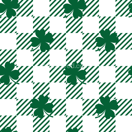 Seamless 3D PBR Texture of Green Shamrock Pattern on Striped Tiles