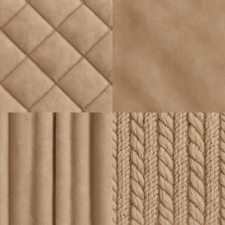 Quilted Padded Velvet Plush Fabric Surface seamless PBR texture preview