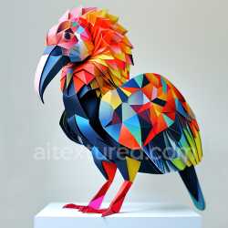 seamless Seamless 3D PBR Texture Featuring Vibrant Origami-Style Dodo Bird Pattern texture 8k free download PBR