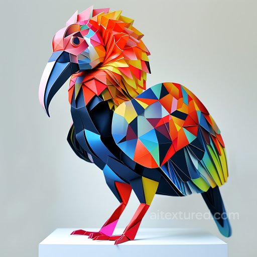Animal - Seamless 3D PBR Texture Featuring Vibrant Origami-Style Dodo Bird Pattern texture preview