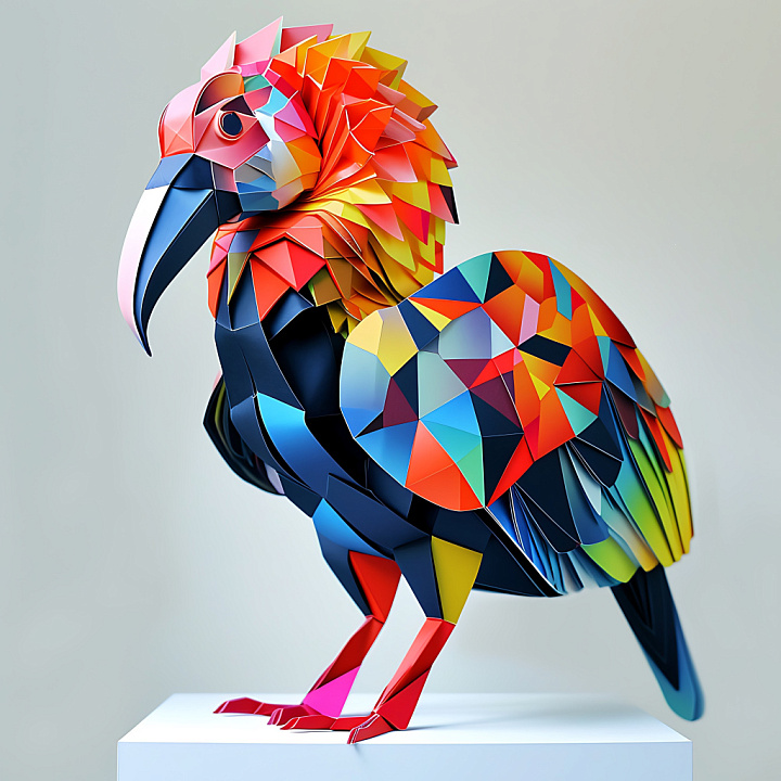Featuring Vibrant Origami-Style Dodo Bird Pattern seamless PBR texture preview