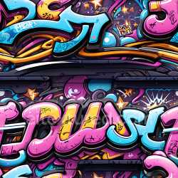 seamless Seamless 3D PBR texture featuring vibrant multi-color graffiti letters and urban motifs texture 8k free download PBR