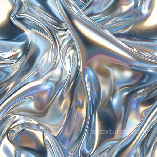 Seamless 3D PBR Texture of Glossy Iridescent Wrinkled Fabric Surface texture preview