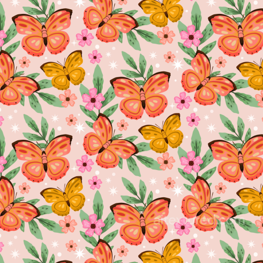 Watercolor Butterflies and Floral Pattern Seamless Texture seamless Watercolor Butterflies PBR texture