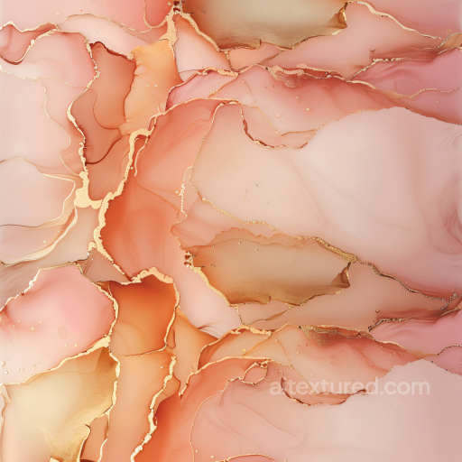 Alcohol Ink PBR Texture Featuring Peach Tones and Gold Vein Accents seamless Alcohol ink PBR texture