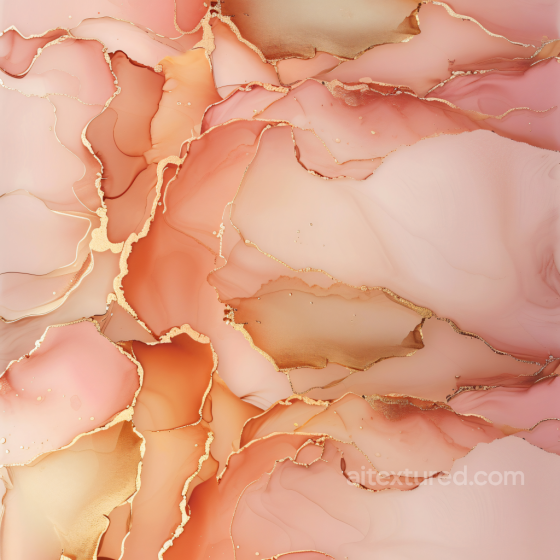 Alcohol Ink PBR Texture Featuring Peach Tones and Gold Vein Accents Alcohol ink texture preview