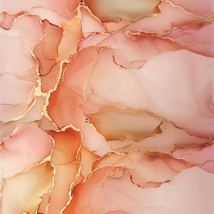 Alcohol Ink Featuring Peach Tones and Gold Vein Accents seamless PBR texture preview