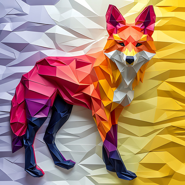 Animal of Origami-Style Fox with Angular Geometric Facets seamless PBR texture preview