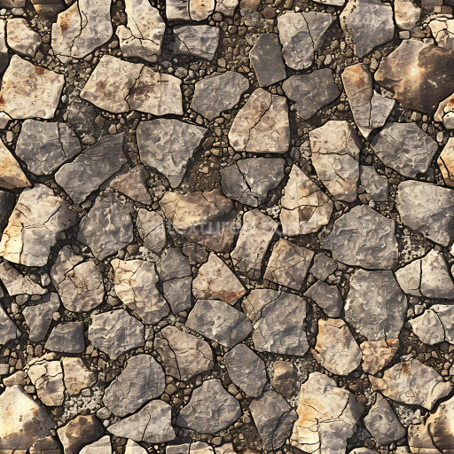 Seamless 3D Cracked Stone Ground PBR Texture with Earthy Dirt Fill