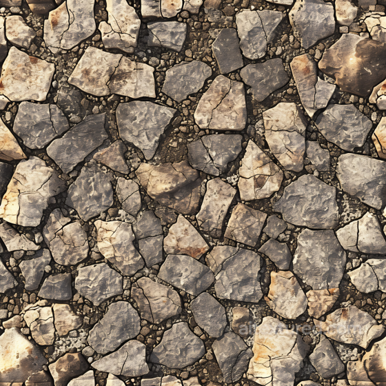 Cracked Stone Ground PBR Texture with Earthy Dirt Fill Stone texture preview