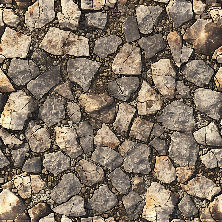 Cracked Stone Ground with Earthy Dirt Fill seamless PBR texture preview