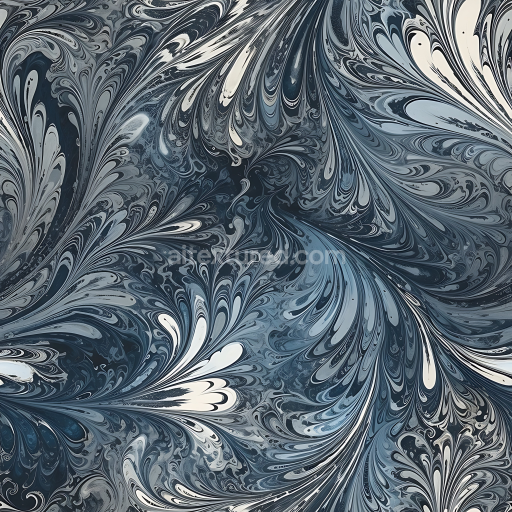 Seamless 3D PBR Gray and Blue Marble Texture Featuring Intricate Swirling Veins