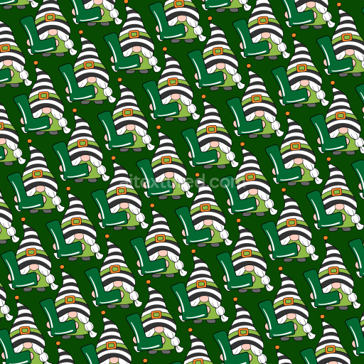 Seamless 3D PBR cartoon gnome texture in St Patrick digital paper style