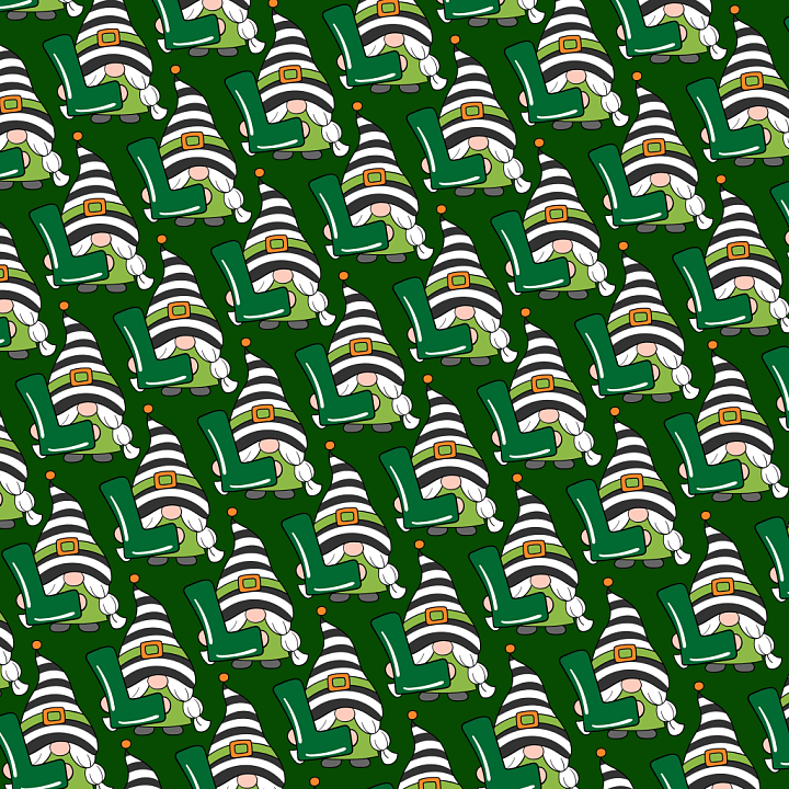 Cartoon Gnome In St Patrick Digital Paper Style seamless PBR texture preview