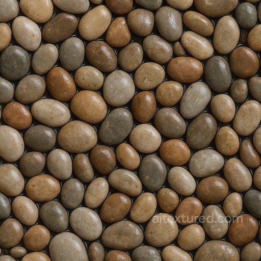 River Pebbles Rounded Wet Look seamless Stone PBR texture