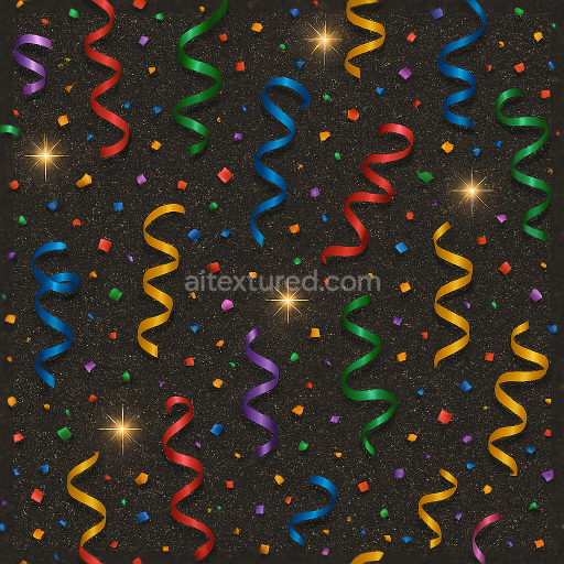 Seamless 3d texture pbr 8k sparkling streamers and party confetti with holiday sparkle for new year