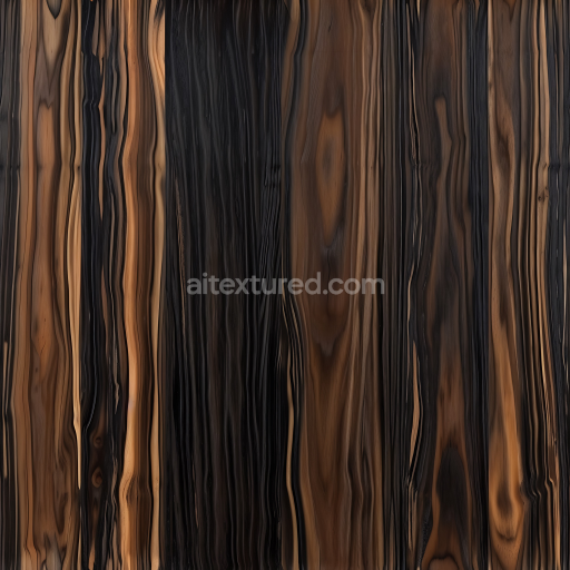 Seamless 3D PBR Ebony Wood Planks Texture with Rich Dark Grain