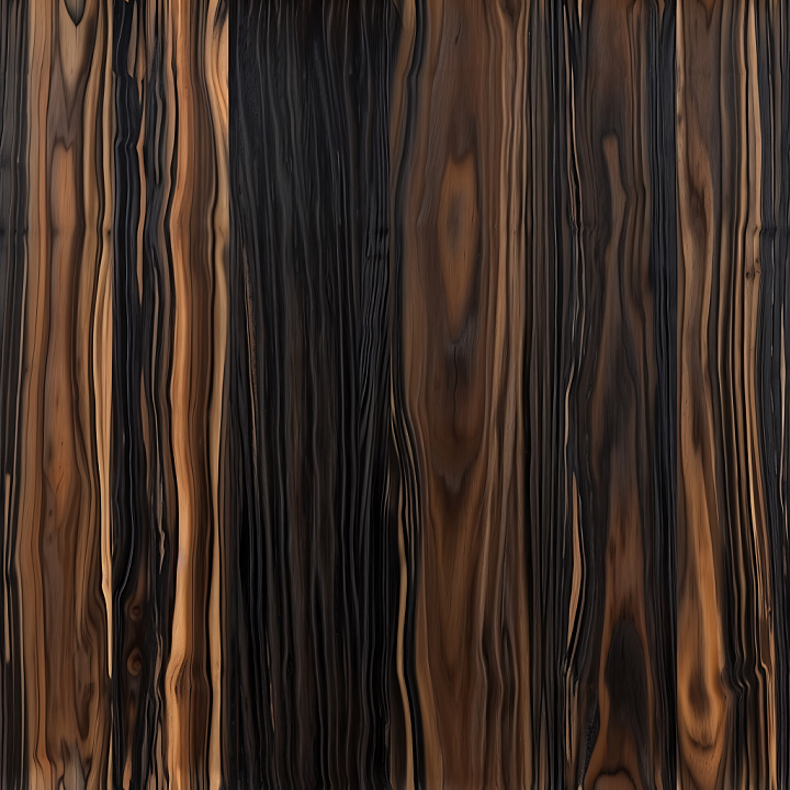 Ebony Wood Planks with Rich Dark Grain seamless PBR texture preview